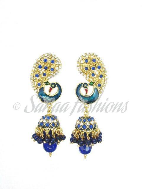 Stone set peacock earrings